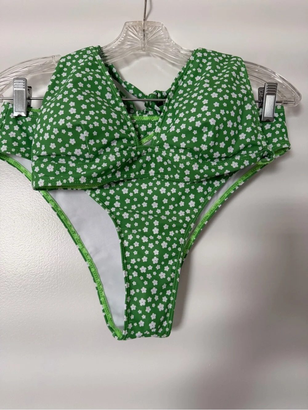 Green Floral Bikini Set with Matching Sarong